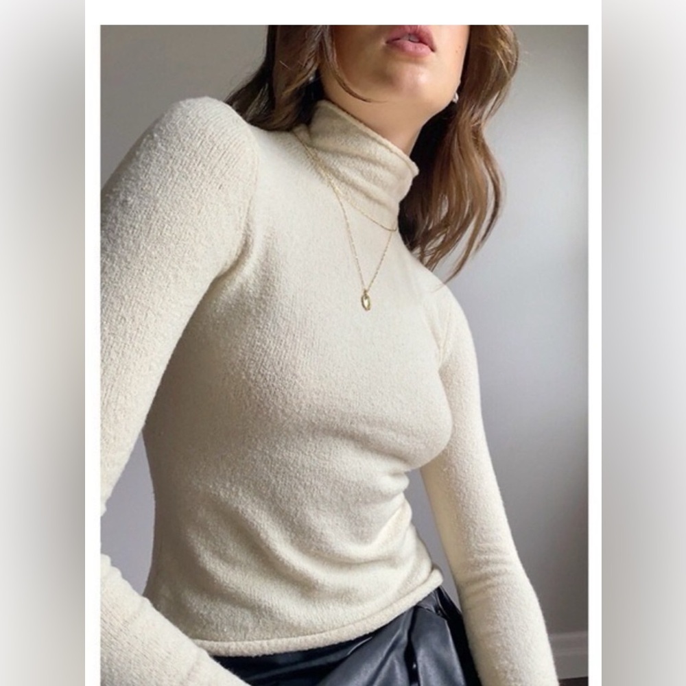 Wilfred Cream Turtleneck Sweater - fitted long sleeve